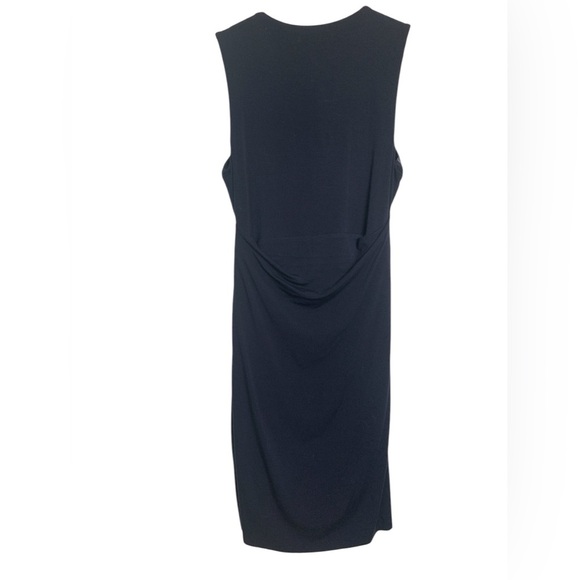 Anthropologie Bailey 44 Navy Blue Dress w Stretch, Faux Leather Upper - Picture 3 of 14